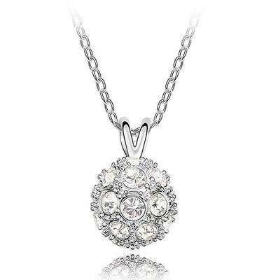 Swarovski Crystal Ball 18k White Gold GP Shamballa Necklace 18   N63