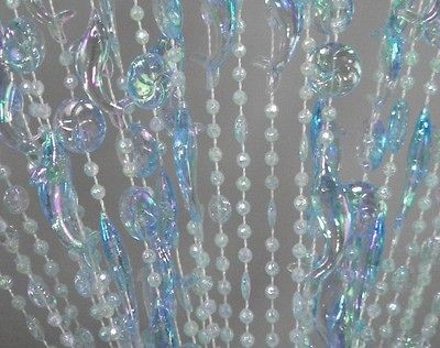 BEADED CURTAIN Room Door Decor Divider Light blue sea small dolphin 