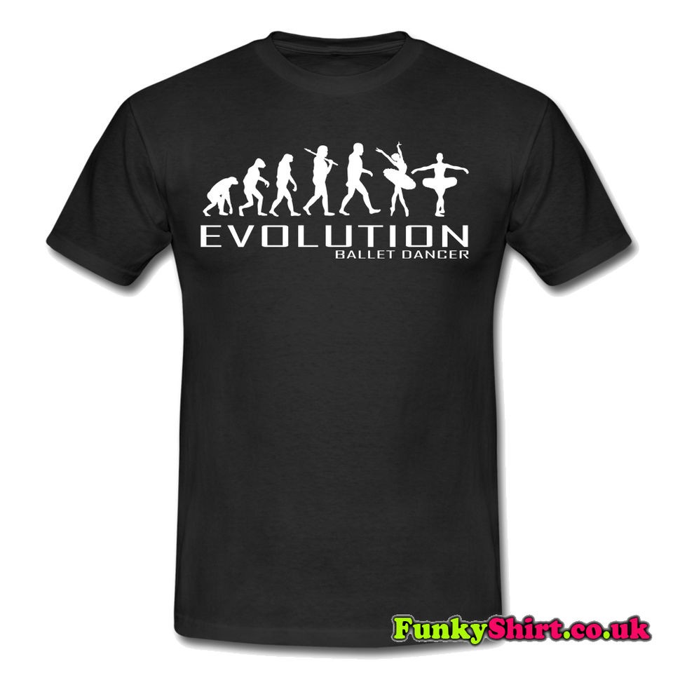 BALLET DANCER APE TO EVOLUTION OF T SHIRT TSHIRT MENS WOMENS BOYS 