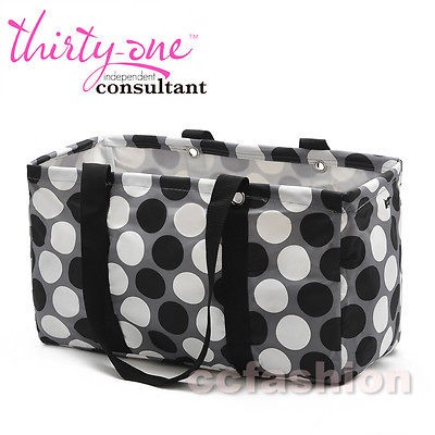   One Large Utility Tote Black and White Circle Storage Bags 0P 005