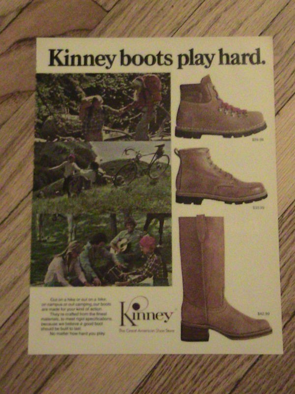 1978 KINNEY BOOT ADVERTISEMENT HIKING CAMPING AD WOMEN