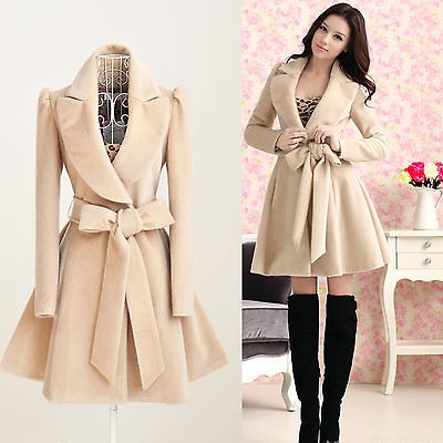 Women Trench Long Coat Artificial Mink Fur Jacket Dress Parka 