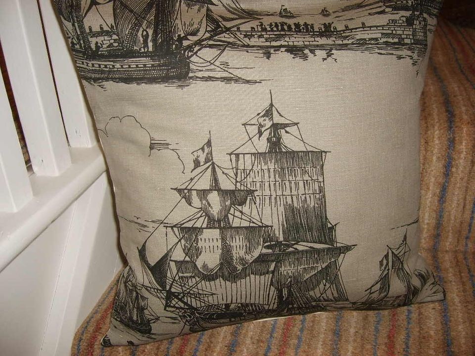   SEASIDE NAUTICAL TALL SHIP SAIL BOAT LIGHTHOUSE GREY BLACK BEIGE