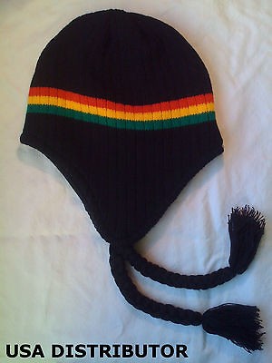 Rasta Ear Cap Jamaican Beanie Reggae Winter Accessories Mens Womens 