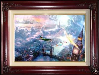 Dbl Sig & Sketch Peter Pan Tinker Bell 12x18 I G/P Limited Kinkade 