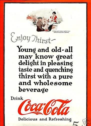 1923 COCA COLA Big COLOR Ad. Enjoy Thirst. Red Border
