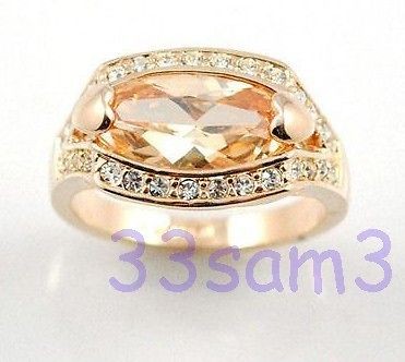   or LADIES OVAL SAPPHIRE 18K YG GP CITRINE & DIAMOND RING + GIFT BOX