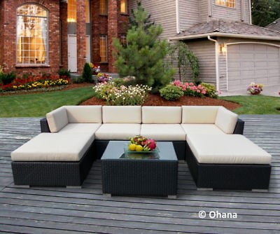 Ohana Outdoor Patio Wicker Furniture Deep Seating 7pc Set