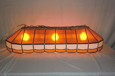   CRAFTED STAINED GLASS POOL TABLE LIGHT~WORKING~​Very Good Condition