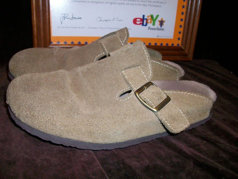 BJORNDAL SIZE 6 M BEIGE SUEDE SLIP ON MULES