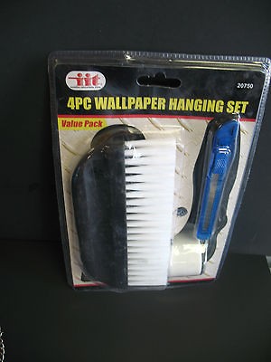 Two (2) 4 pc Wallpaper Hanging Sets. Brush, knife, seam roller 