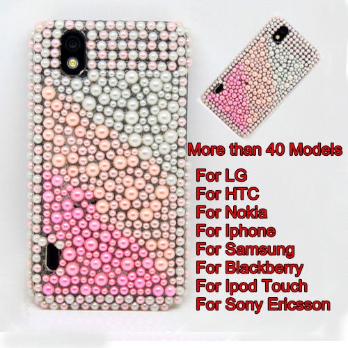 Full Pear Diamond Bling Crystal Pearl Hard Back Case Cover For Cell 