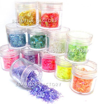 12 x Iced Mylar Sheets 10g Jar Nail Art Decoration #418