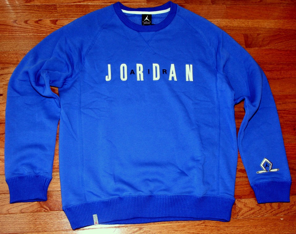 NIKE JORDAN CLASSIC CREW SWEATSHIRT MENS XL 2XL 3XL NEW BLUE FLEECE 