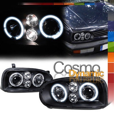 HALO BLACK PROJECTOR HEADLIGHTS W/FOG fit 93 98 VW GOLF MK3 (Fits 