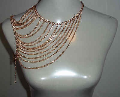 BRIGHT GOLDEN FASHION NECKLACE SHOULDER CHAIN BODY CHAIN GK5000