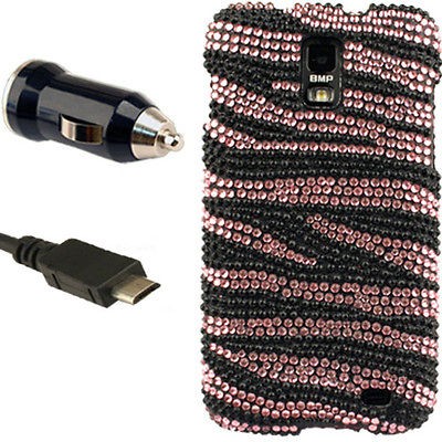 Bling Case+Car Charger for Samsung Galaxy S II 2 S2 Skyrocket A Cover 
