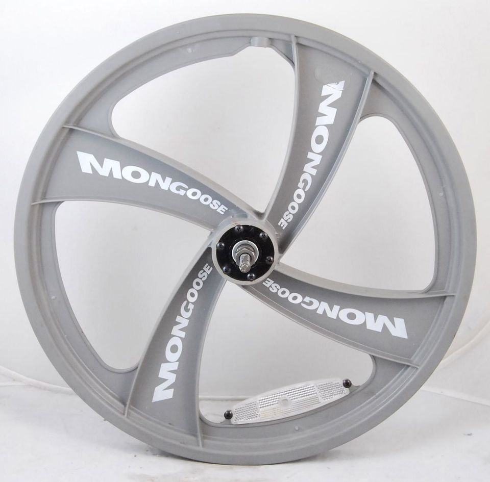 Used Mongoose BMX 4 Spoke Mag Front Wheel 20 Grey White Radical 