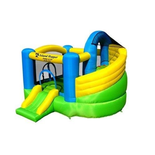 Island Hopper Curved Double Slide Inflatable Bounce House Gift for 