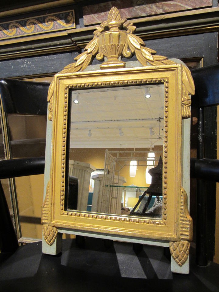 VINTAGE BORGHESE MIRROR BLUE PAINTED & GILDED 18TH CENTURY FRENCH 