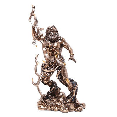 GREECE/ROMAN ZEUS with THUNDERBOLT.KING OF THE GREEK GODS STATUE 