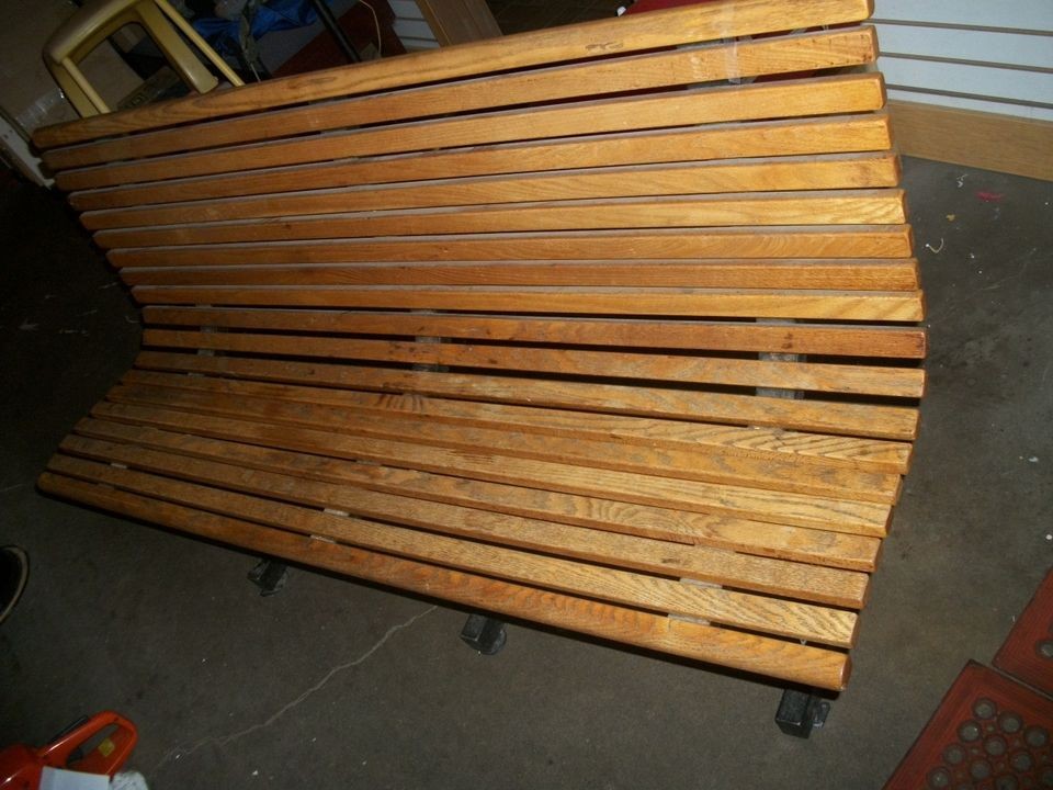 Oak Seating Restaurant Rest Booth 1 Side Wood Slat Waiting Area Seat 