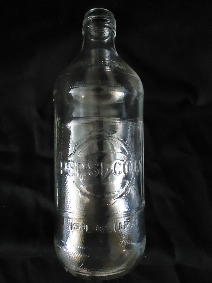 Vintage Pepsi Cola Clear Embossed 16 oz Bottle