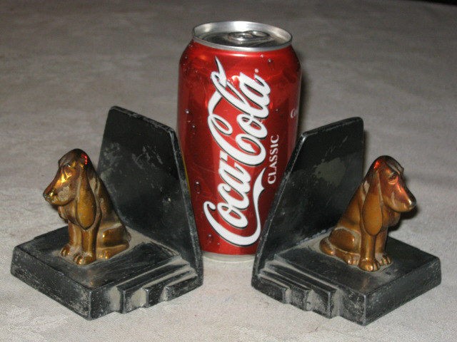   BASSET HOUND DOG ART DECO STATUE SCULPTURE HOME RONSON METAL BOOKENDS