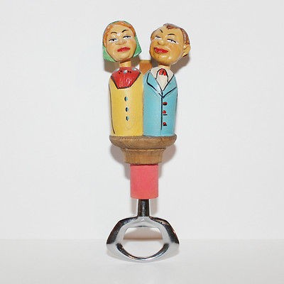 Vintage   Man & Woman   Mechanical Wood Bottle Opener