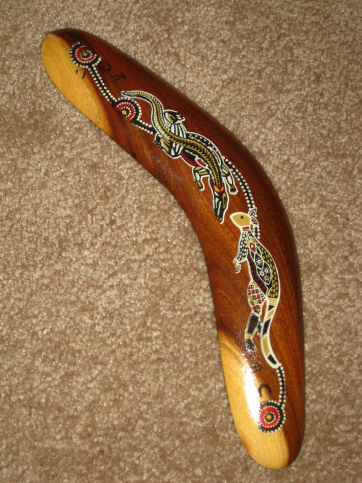 10.5 Goondooloo Boomerang from Australia Wood w Decal Design