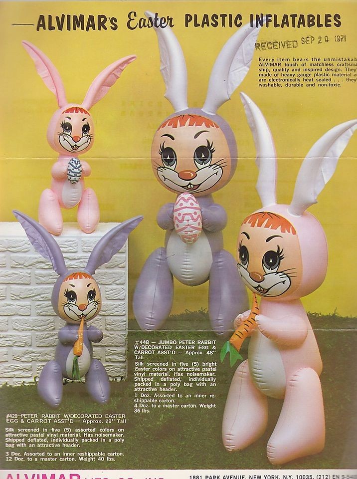 Vintage ALVIMAR EASTER PLASTIC BUNNY INFLATABLE  ad sheet #0096