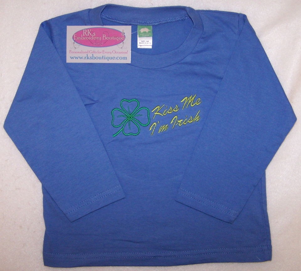 Kiss Me Im Irish & Green 4 Leaf Clover Shamrock Long Sleeve Toddler 