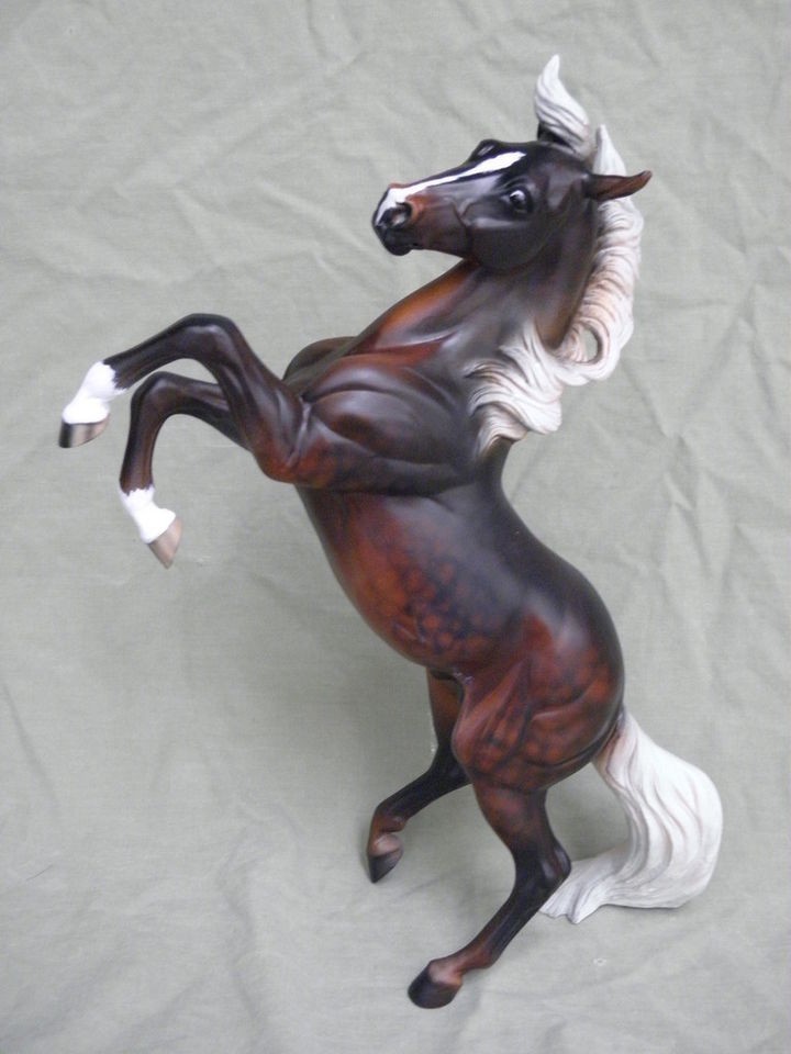 Breyer CM/Custom Rearing Silver Mustang Dappled Black Chestnut