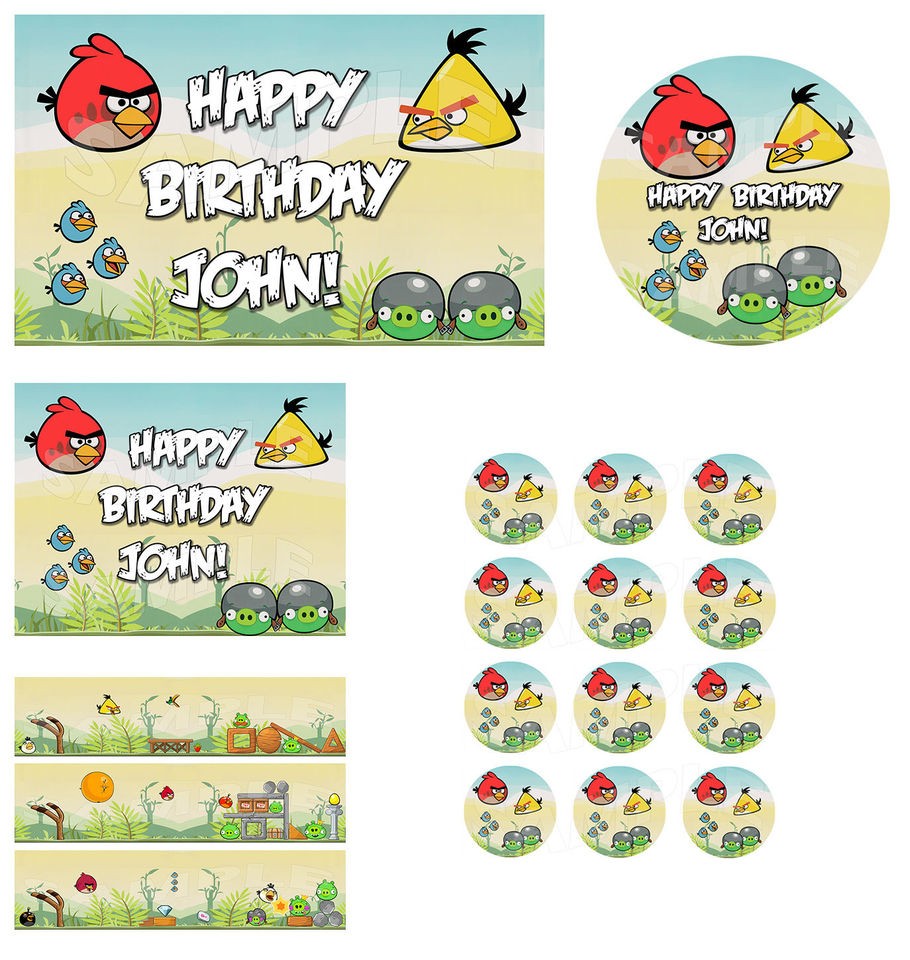 Angry Birds Personalized Custom Edible Cake Images Toppers Decorations 