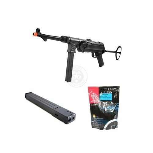 AGM WWII MP40 Electric Airsoft Gun, Extra Mag and GoldenBall BBs AEG 