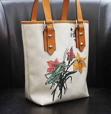 NEW GUCCI Tattoo Tote Bucket BAG HANDBAG w/grasshopper Floral Tattoo 