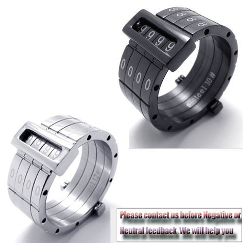 Detachable PASSWORD Ring Mens Women Stainless Steel Ring Size 8 13