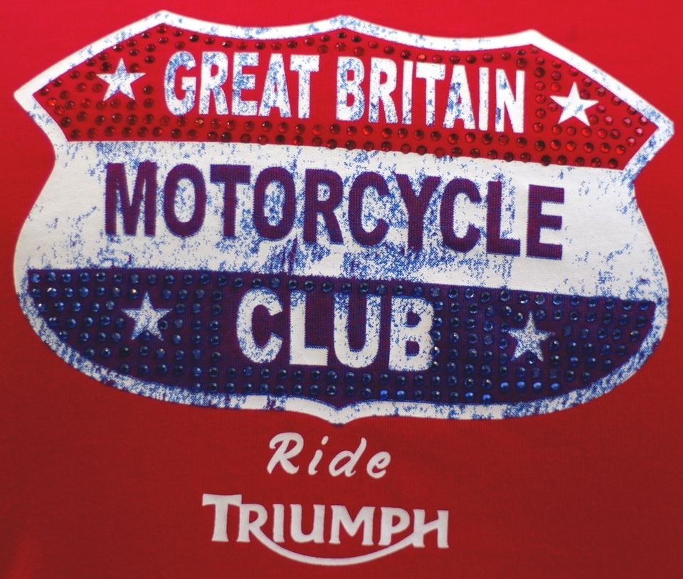 Triumph Great Britain Motorcycle Club Womens Sequined T Shirt