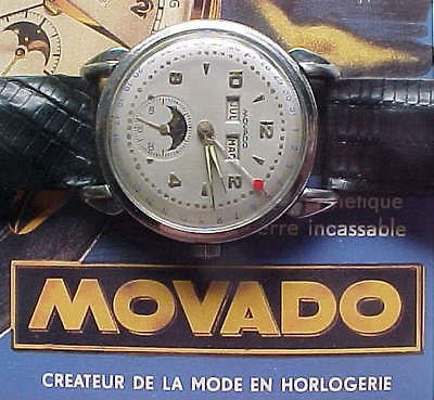 Vintage MOVADO SS Celestograf Triple Date MOONPHASE