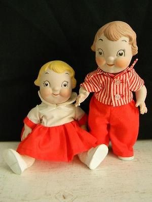 RARE~Vintage Campbell Soup~Moveable Limb Bisque/Porcelain Dolls~Signed 