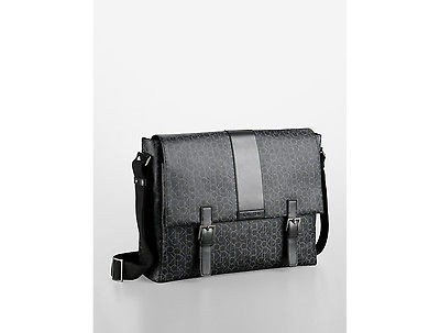 calvin klein coated logo jacquard messenger bag mens