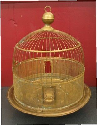   VICTORIAN HENDRYX BEEHIVE CANARY BIRDCAGE BRASS NETTING PEDESTAL