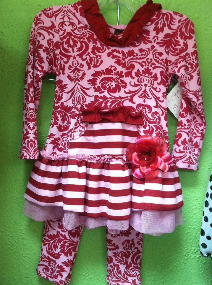 NWT Giggle Moon 2 piece Flower Striped Hooded Outfit