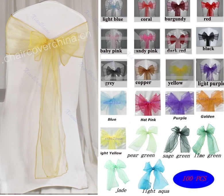   Organza Chair Cover Sashes Sash Party Banquet Decor Bow Colours