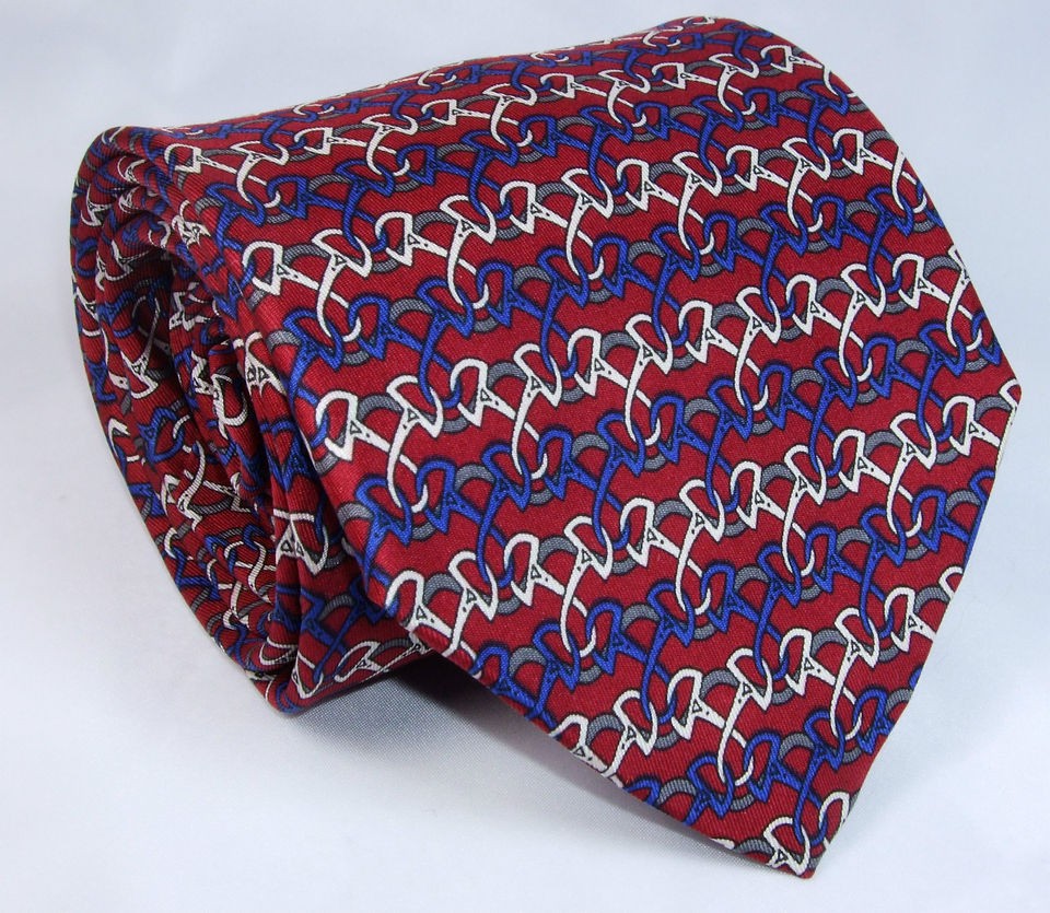 Equestrian Horse D Ring Bit Bert Pulitzer SILK Neck Tie Mens Necktie 