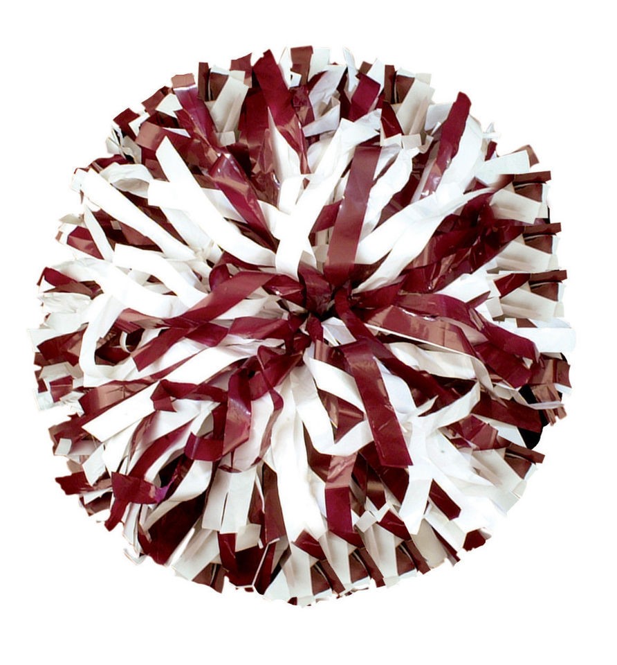 maroon white pom poms