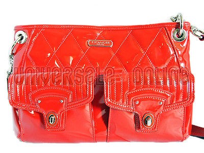 NWT COACH PATENT POPPY LIQUID GLOSS HIPPIE SWING SHOUDLER BAG CHERRY 