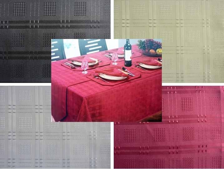 WOVEN JACQUARD TABLECLOTH CREAM black RED various ROUND square 