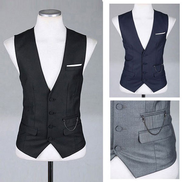 Mens Fashion Vintage Slim Fit Casual Dress Vest Waistcoat For Suit 
