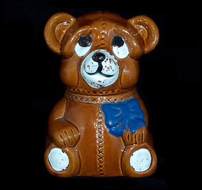 Vintage Brown Teddy Bear Honey Pot Jar Houston Foods Figure CUTE